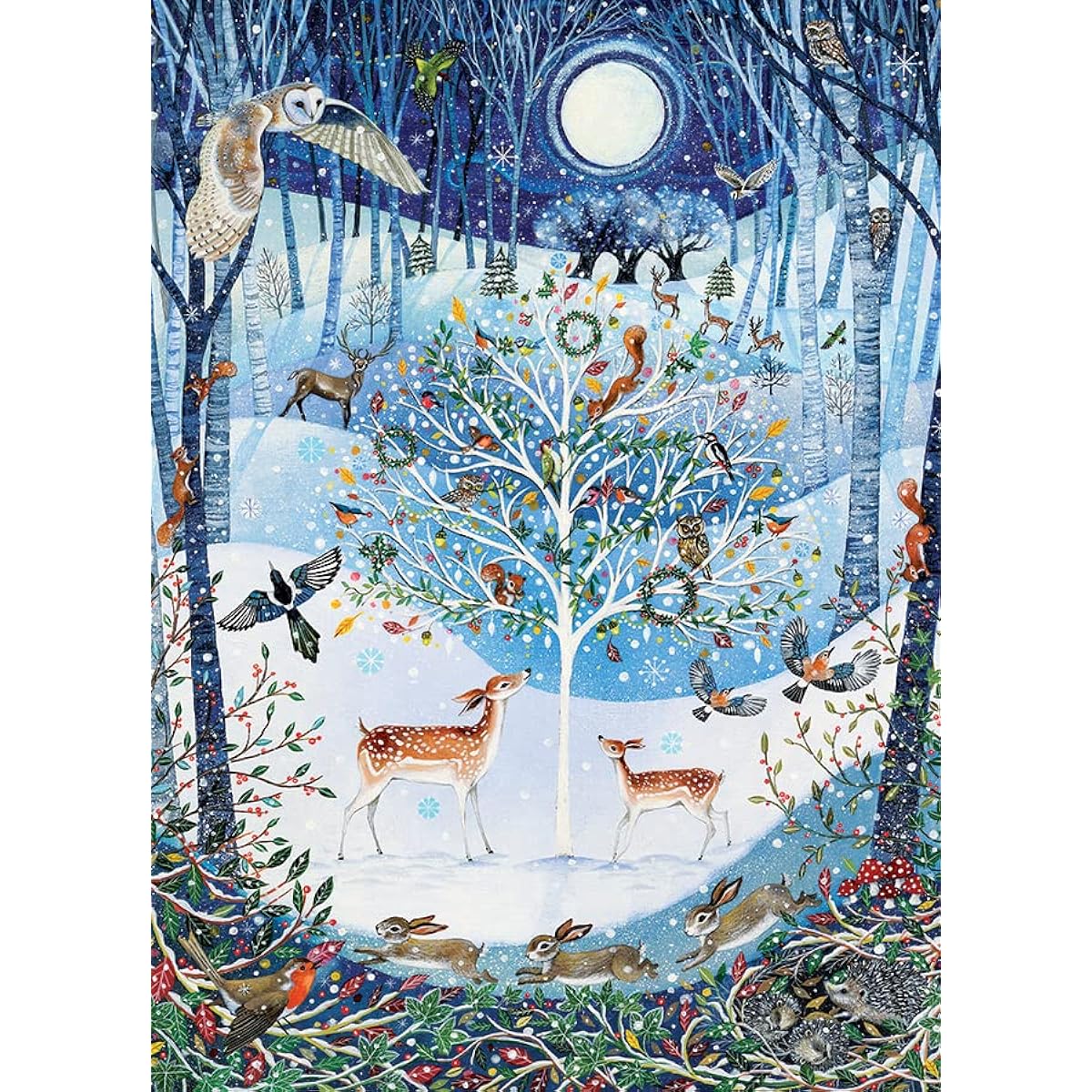 Cobble Hill 500 Piece Puzzle Winter Forest with Sample Poster
