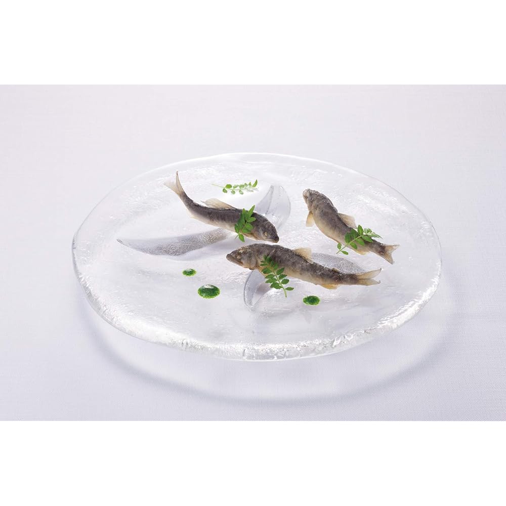 Toyo Sasaki Glass Plate Evening Moon-shaped Takadai Platter Large 28cm 40296