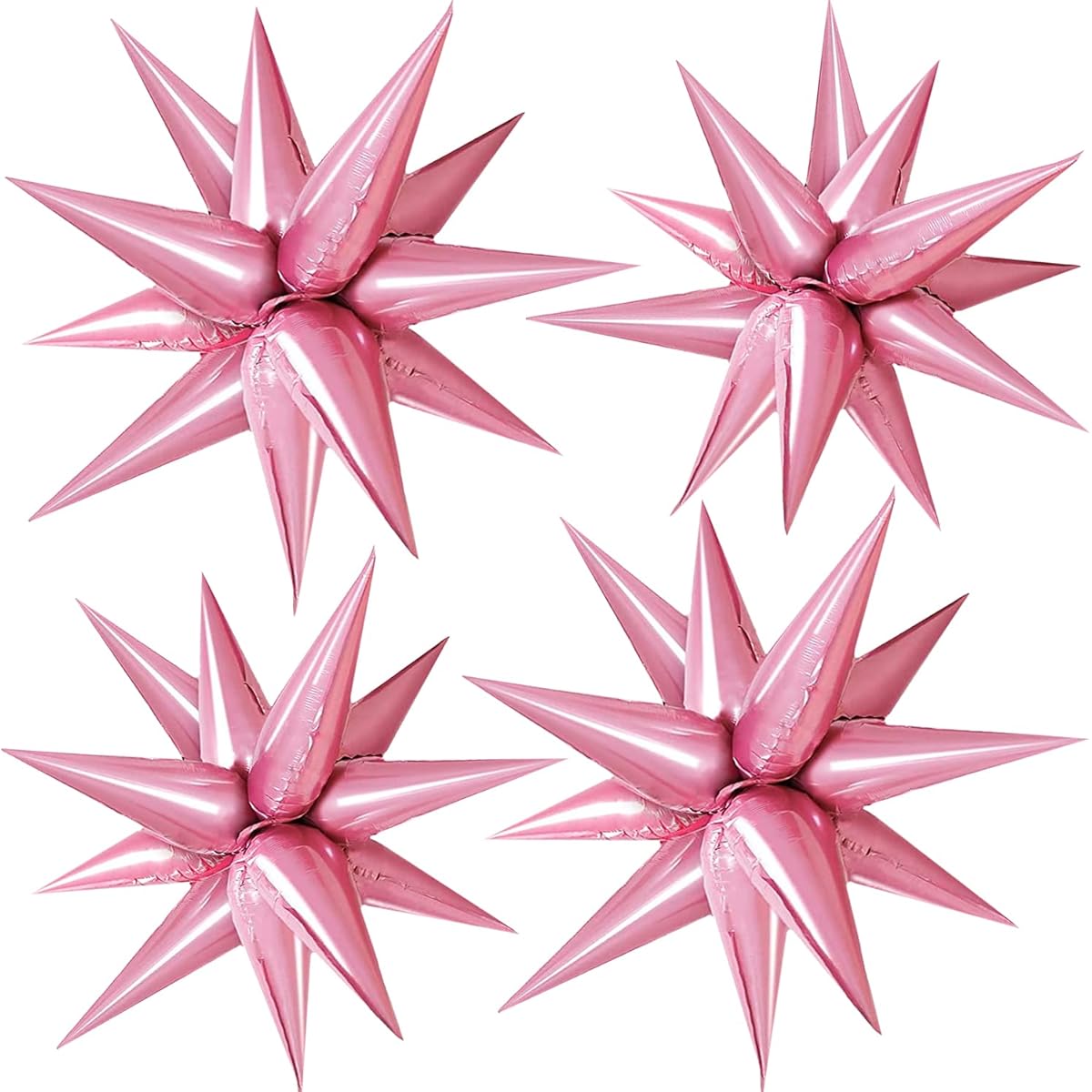 FUNTOOB Pink Balloons Star Balloons Metallic Star Foil Balloons Birthday Balloons Pink Star Cone Balloons Starburst Balloons Spike Balloons for Birthday/Graduation/Business/Event Decorations (50 Pieces)