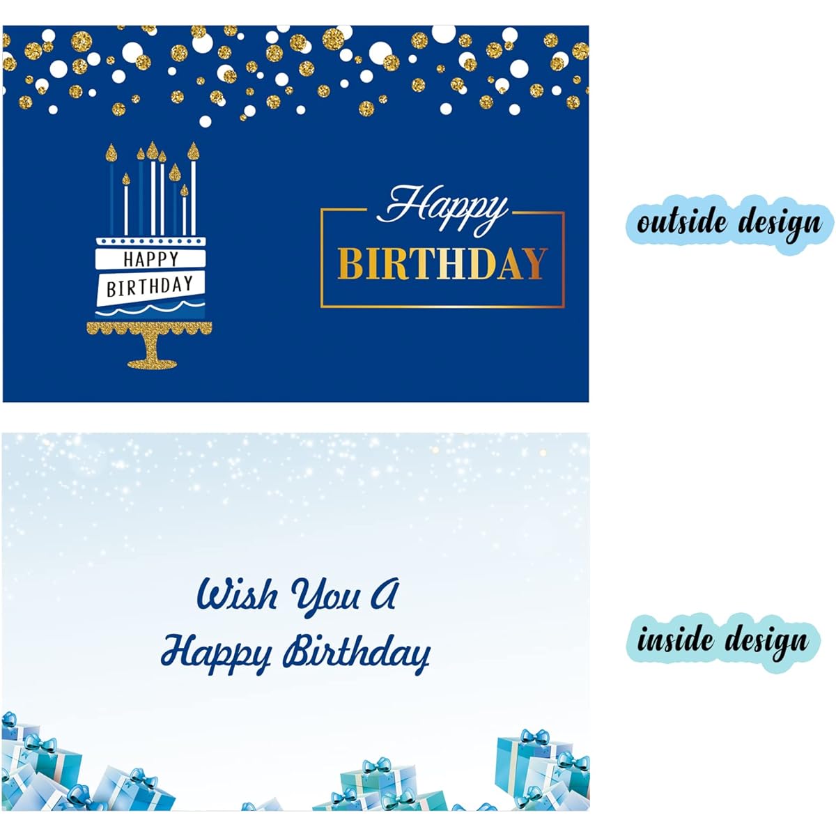 Blue Jumbo Birthday Card 14x22 Inch Extra Large Birthday Party Greeting Card Giant Guest Book Message Greeting Card Large Birthday Gift Card for Kids/Girls/Women Happy Birthday Party Decorations Supplies