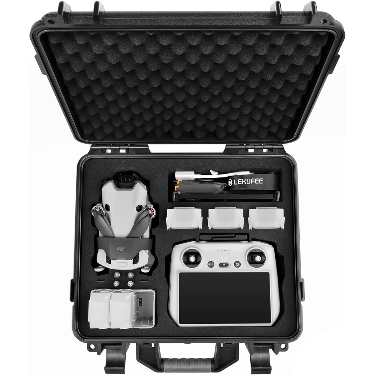 Lekufee DJI Mini 4 Pro Waterproof Hard Carrying Case - Fits DJI Mini 4 Pro Drone, DJI Mini 4, Mini 3 Pro, Mini 3 Drone, DJI RC 2, DJI RC, RC N2, RC N1 Transmitters and Accessories (Case Only)