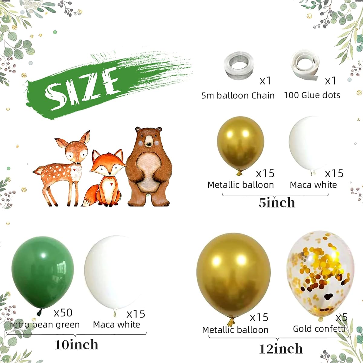LaVenty 119 Pieces Woodland Animals Wild One Decorations Woodland Wild One Party Supplies Forest First Birthday Decoration Woodland Animals Balloons Woodland Animals Table Cover Wild One Background