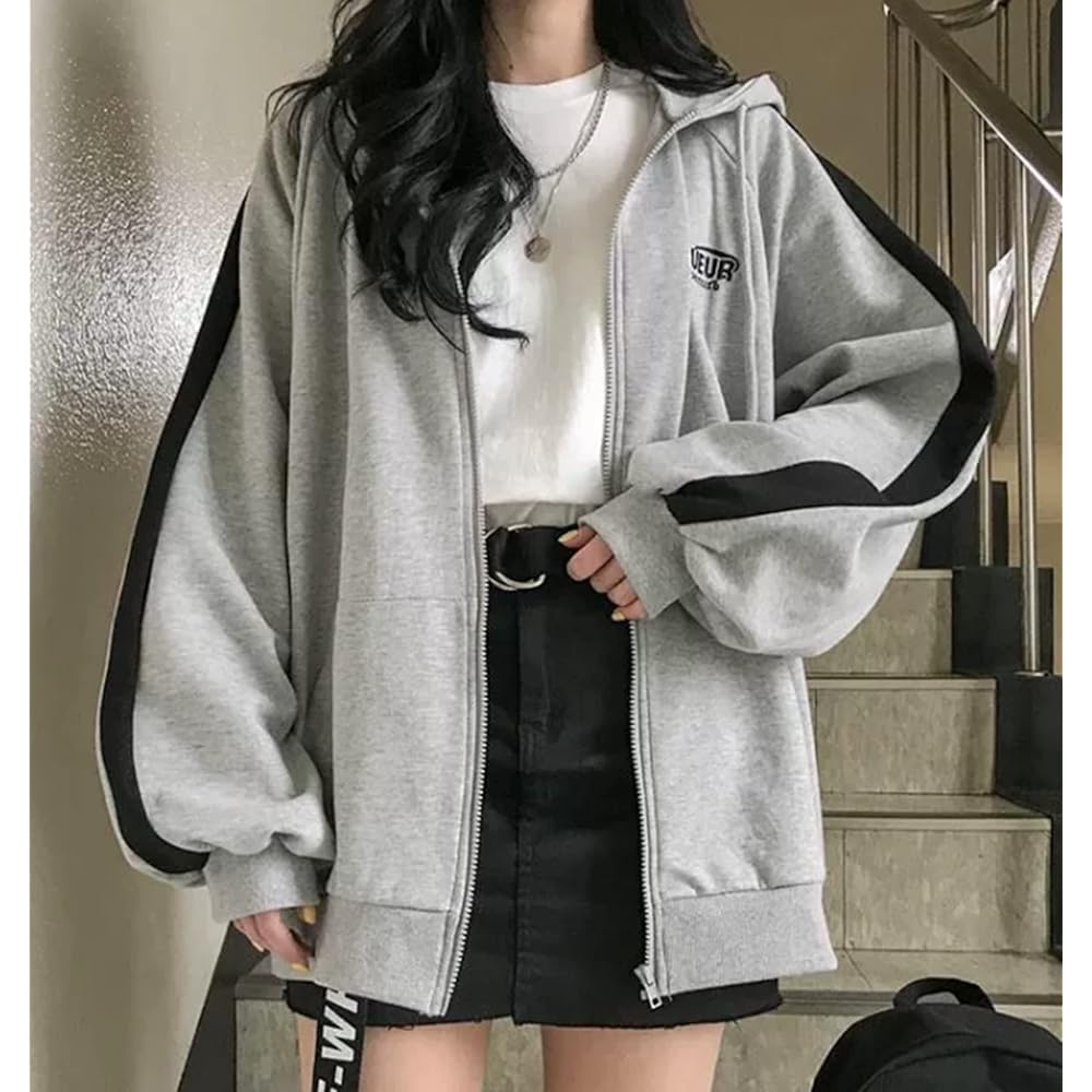 [LYTD] Women's Parka with Hood, Loose, Zip-up Parka, Long Sleeve, Women's Jacket, Korean Style Fashion, Outerwear, Volume Sleep, Spring/Autumn Clothes, Street Style, Women's Outerwear, Harajuku Style