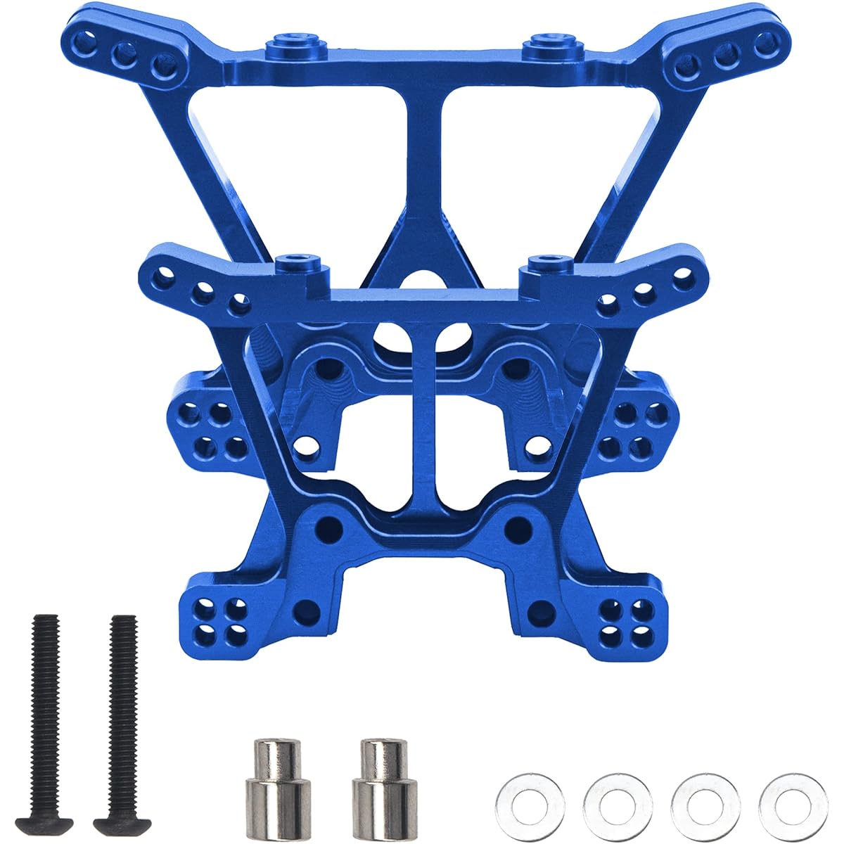 Vgoohobby Aluminum Alloy Front & Rear Shock Tower Upgrade Parts Compatible with 1/10 Traxxas Slash 4x4 4WD RC Car Part #6838 6839 (Blue)