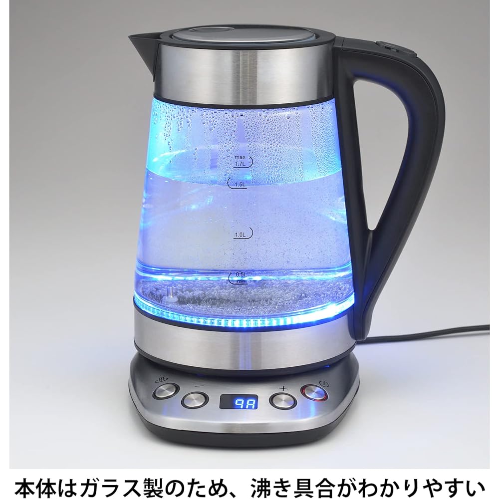 Tamahashi Sastia Temperature Adjustment Glass Electric Kettle 1.7L SUS-02