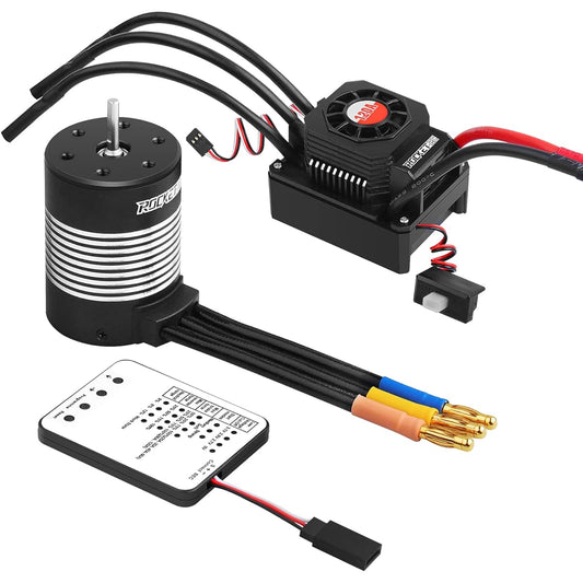 3650 5900KV Sensorless Brushless RC Motor 120A Brushless ESC & Program Card Set Waterproof Motor ESC Combo 3.175mm Shaft Motor 1:10 Scale RC Car Truck Update Parts