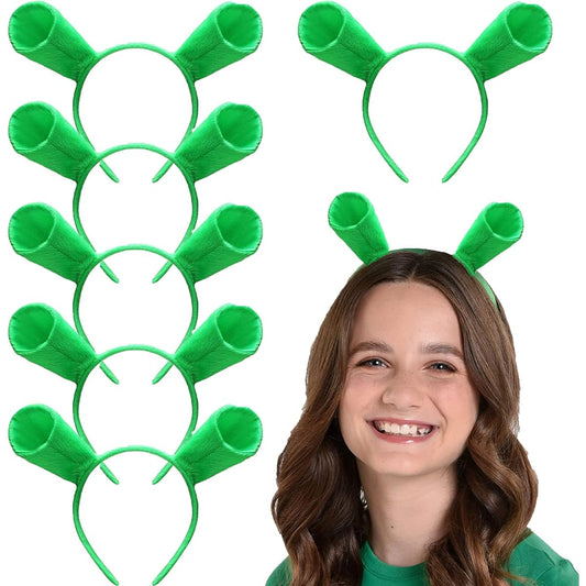 6 Pieces Green Ear Headbands Halloween Head Wrap Hair Accessories Cute Hair Bands for Adults Kids Halloween Party Celebration Cosplay Decoration