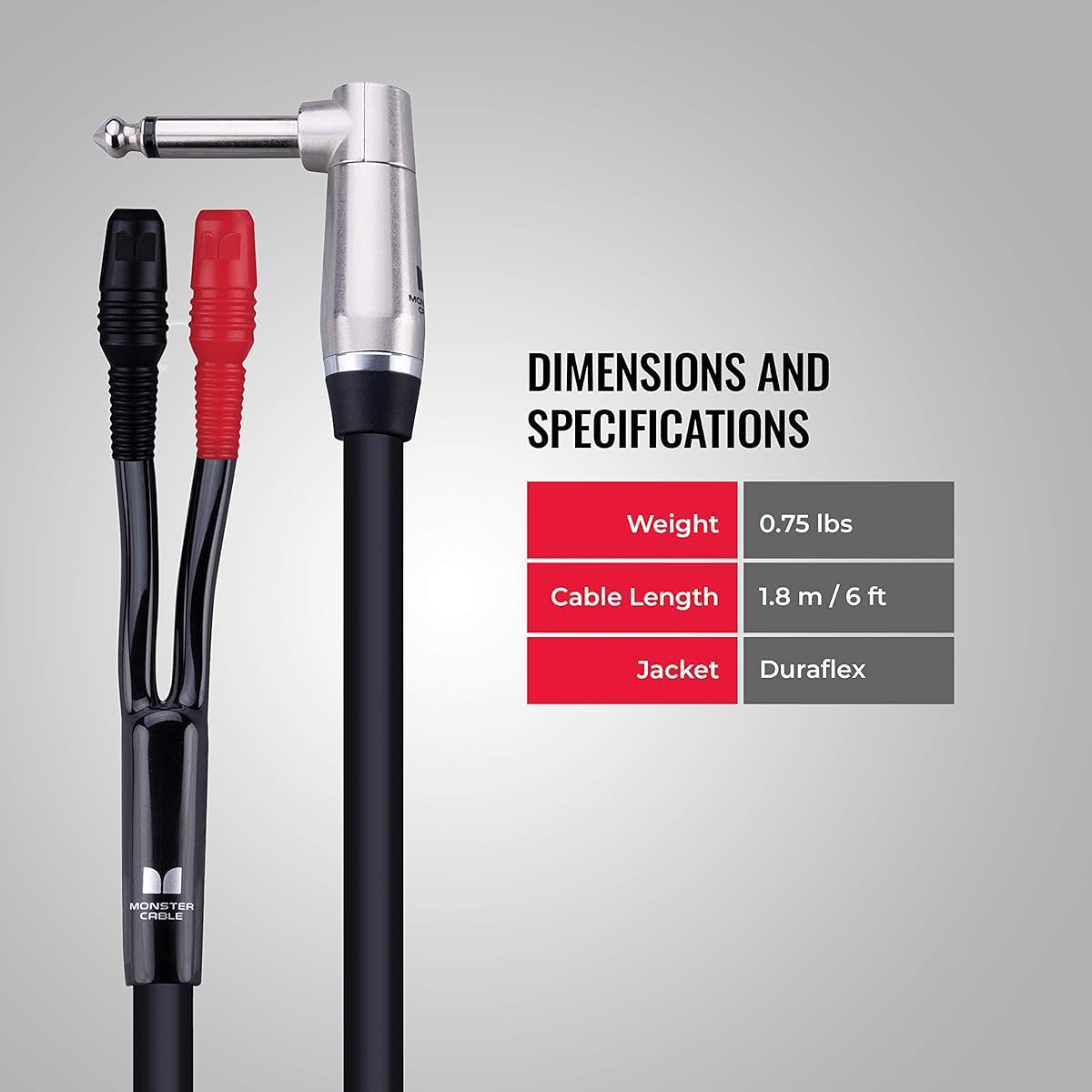 Monster Prolink Performer 600 Combo Amplifier Speaker Cable - 1/4" to Faston Speaker Cable 6'
