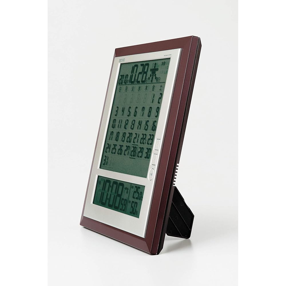 Seiko Clock Wall Clock Table Clock Dual Use Monthly Calendar Radio Digital Rokuyo Temperature Humidity Display Brown Metallic SQ421B SEIKO