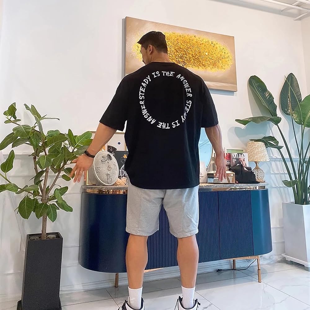 [KULIXI] Gym T-shirt, Men's, Stretch, Short Sleeve, Fitness, Training, Muscle Training, Sports, Stylish, Oversized, Round Collar, Half Sleeve, DX5204