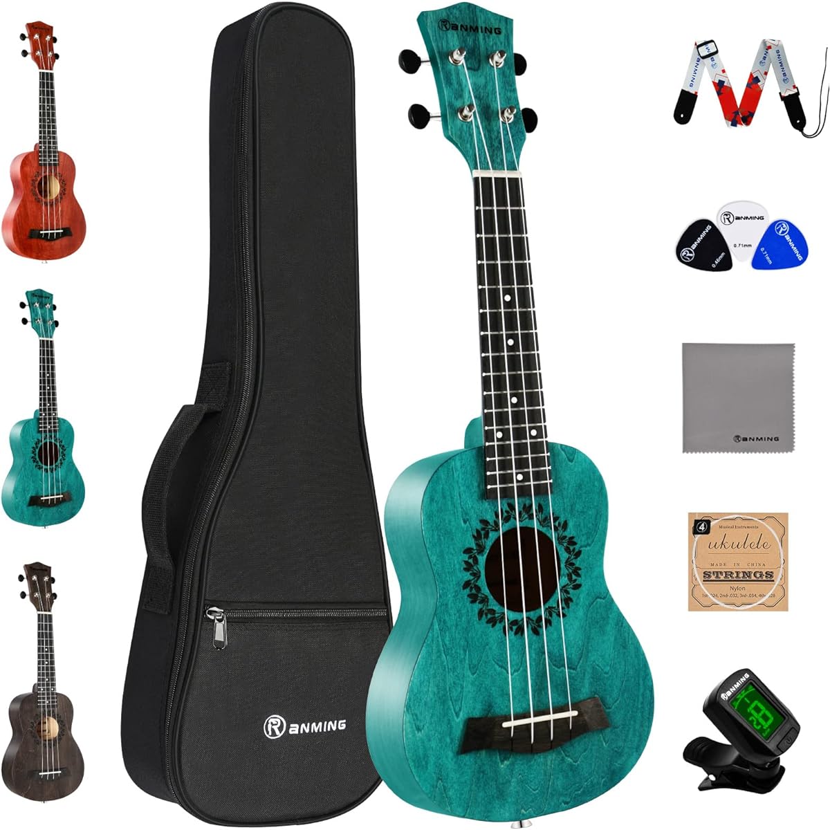 RANMING Children's Ukulele 21 Inch Soprano Ukulele (Blue)