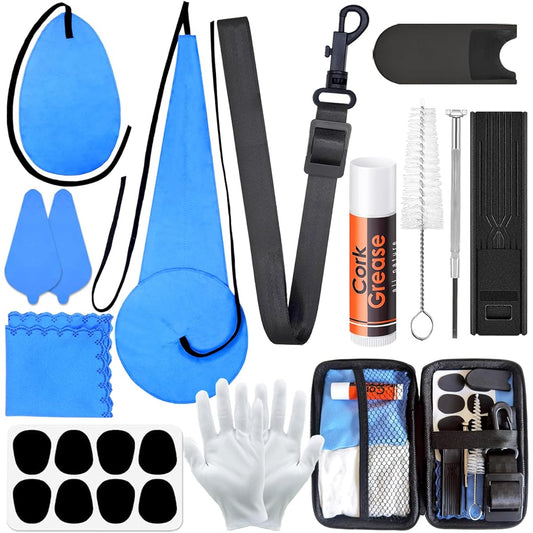 Saxophone saxophone cleaning kit, case, cork grease, cotton swabs, cleaning cloth, etc. Also compatible with wind and woodwind stratum clarinet flute cleaner maintenance kit
