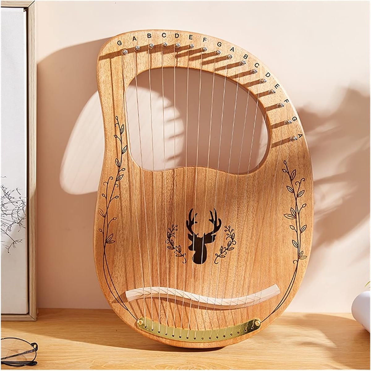 WowZza 16 String Wooden Mahogany Lyre Stringed Lyre for Beginners