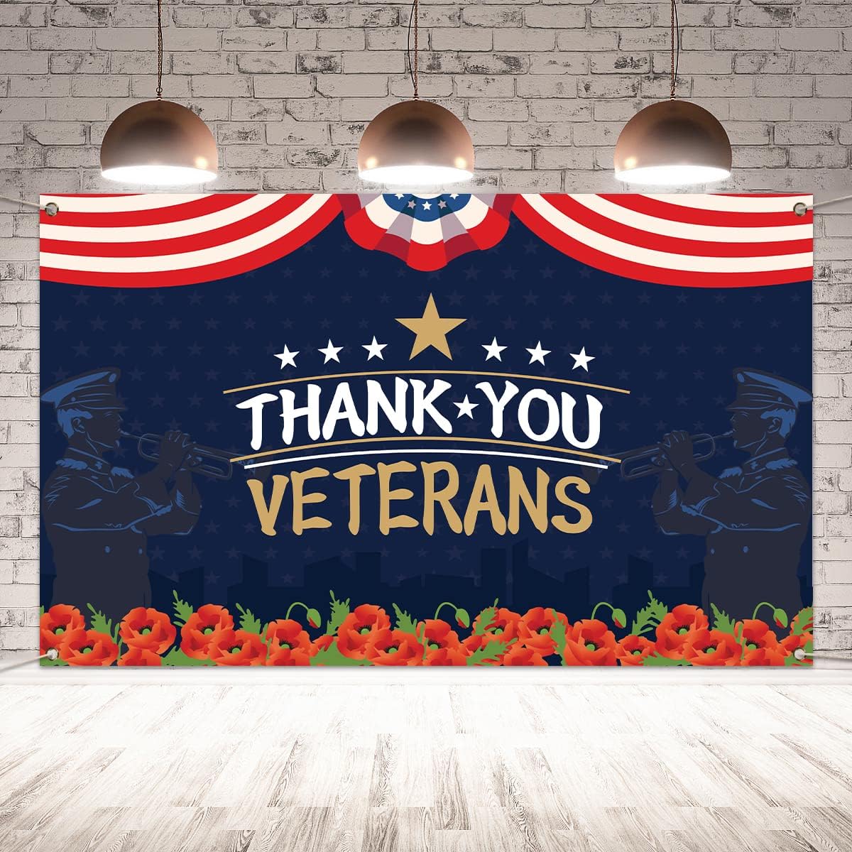 Veterans Day Backdrop Thank You Veterans Banner Patriotic Decor Veterans Day Memorial Day 4th of July Patriotic Decoration for Home