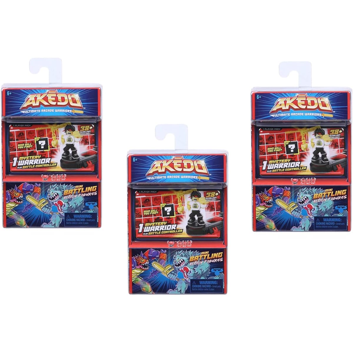 Akedo Ultimate Arcade Warriors Mystery Warrior + Battle Controller Battle Action Figures (3 Pack)