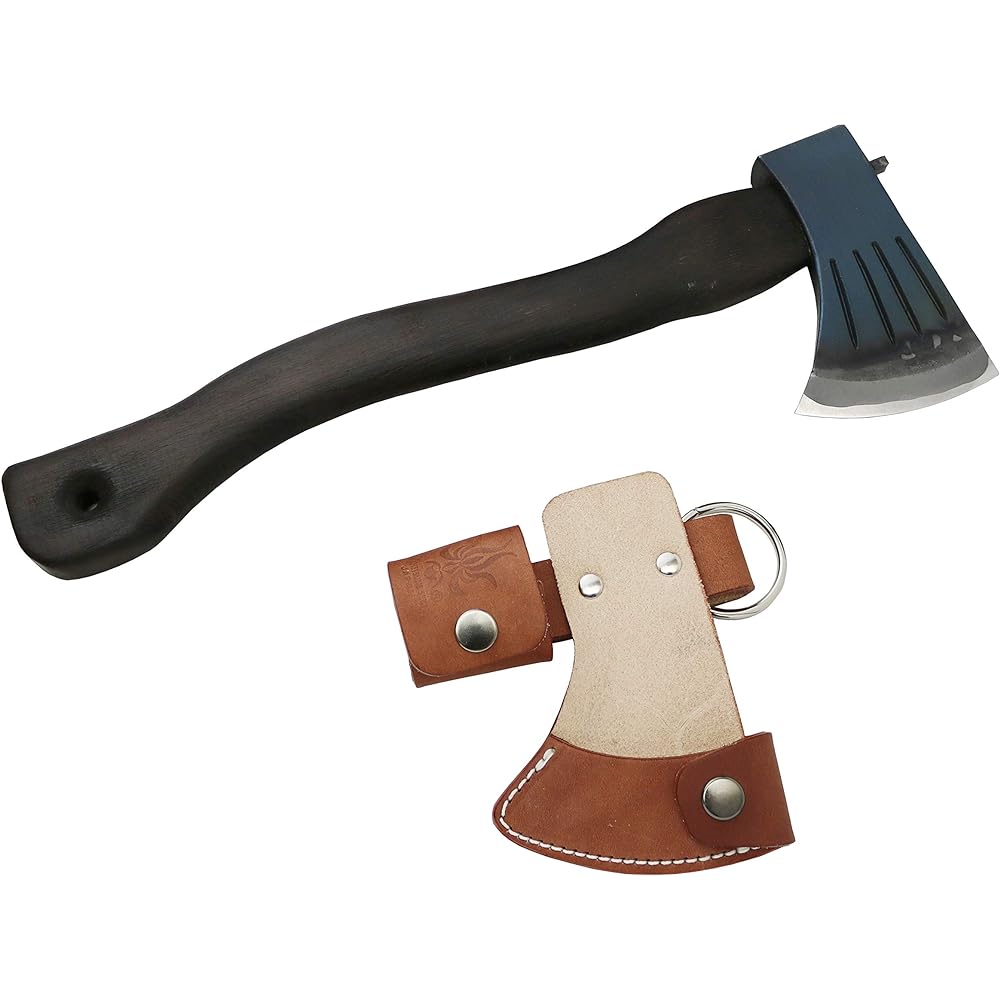 Kanetsune Seki KB-157 Fireplace Hand Ax Hatchet Burnt Oak Handle Leather Case Included KB-157