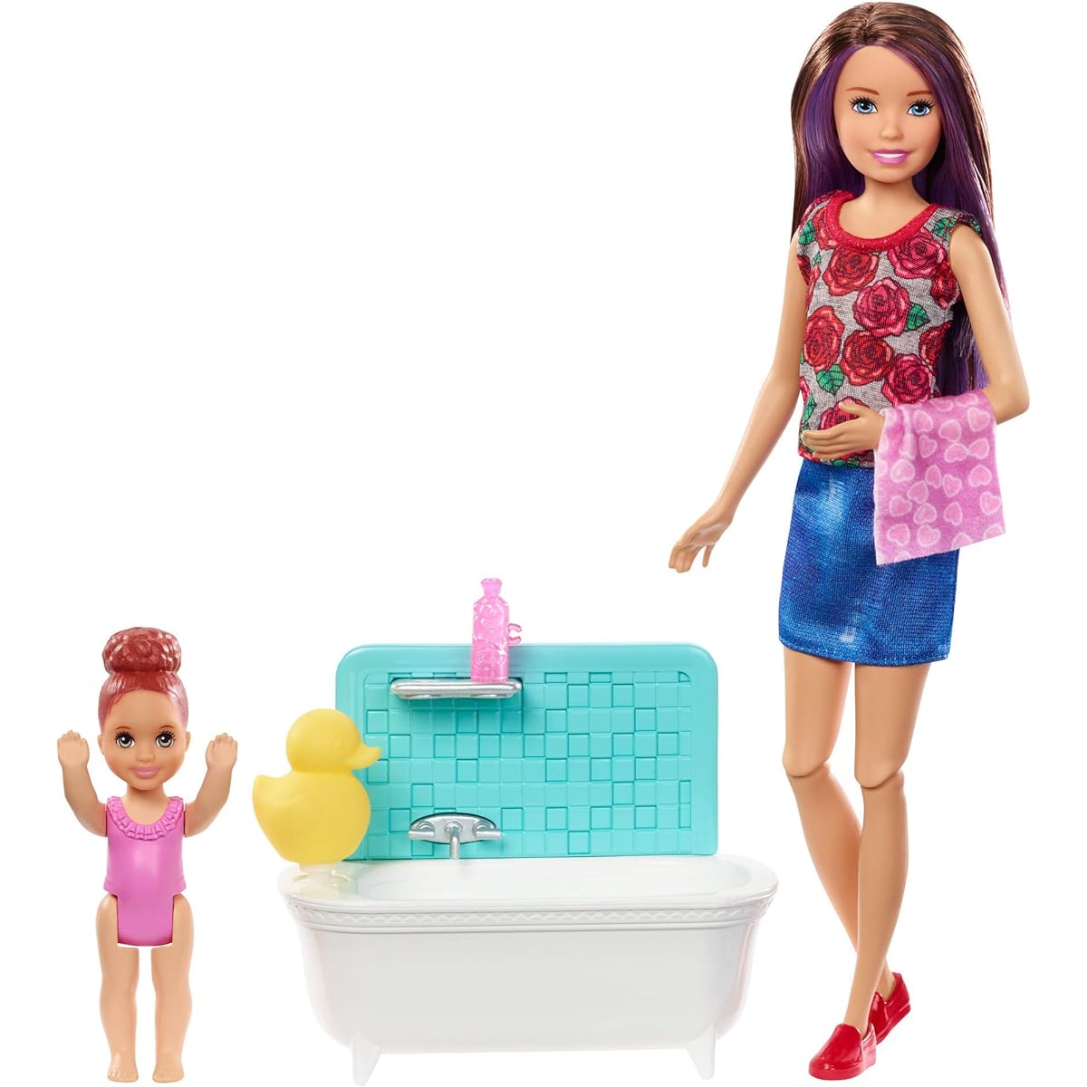 Mattel - Barbie Skipper Babysitters Inc. Bathtime Playset, Brunette