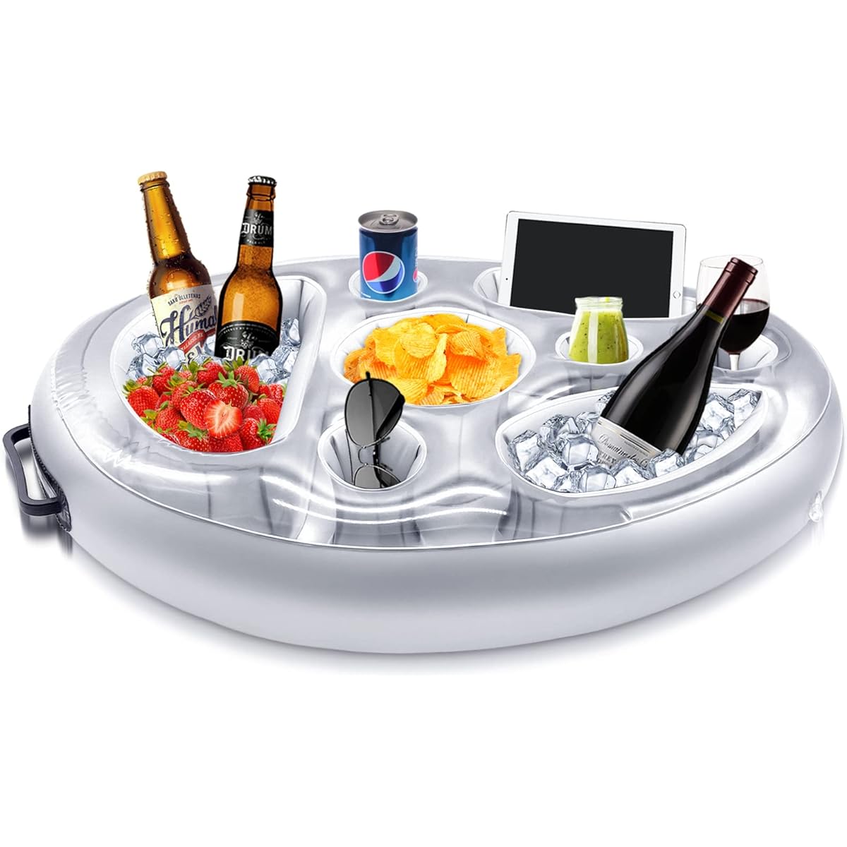 Floating Drink Holder for Pool Hot Tub Accessories Adult Inflatable Pool Drink Holder with 8 Holes Outdoor Fun Swimming Pool Accessories Pool Games Party Float Gifts
