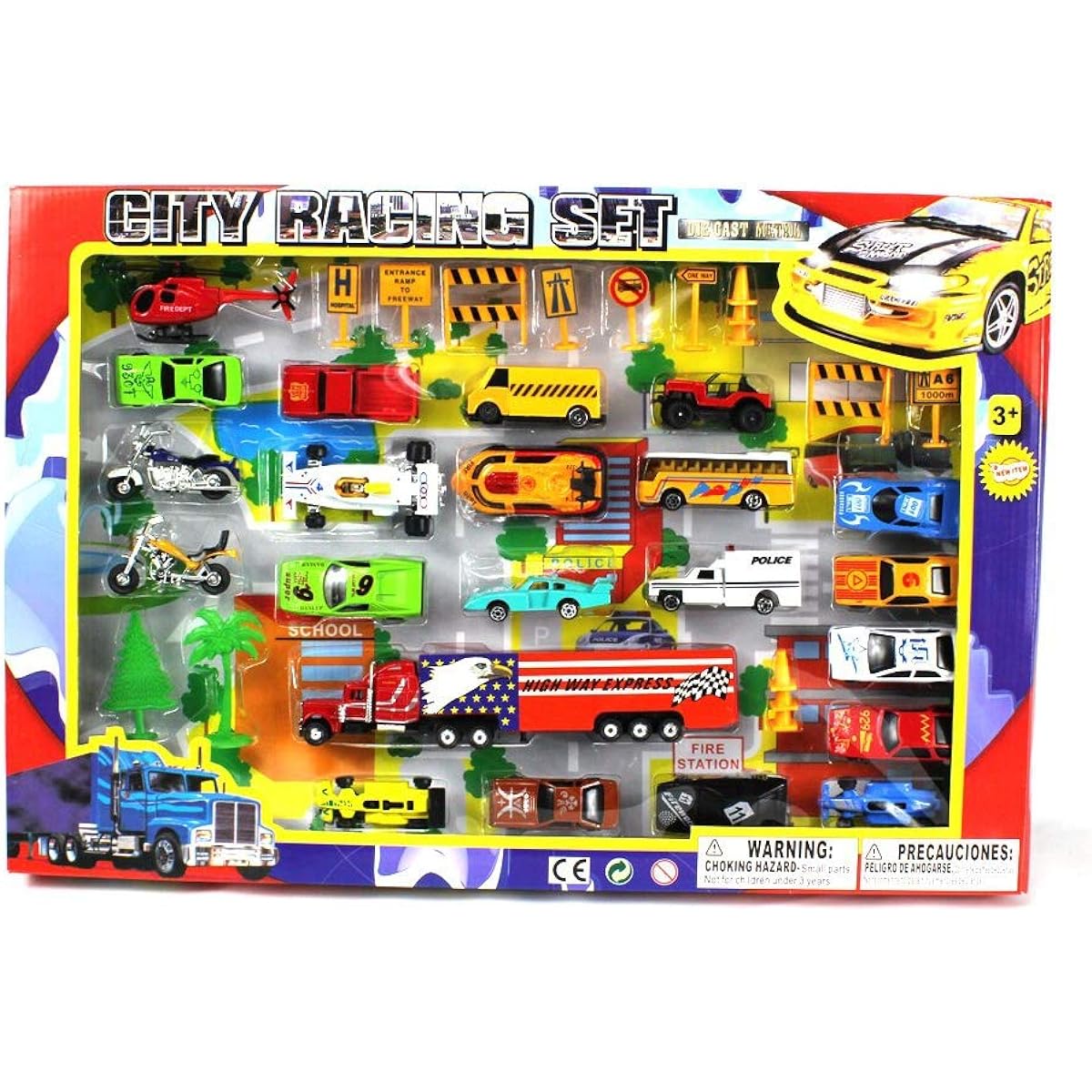KidPlay Urban City Diecast Cars Speed Racing Vehicle Playset 40 Pieces