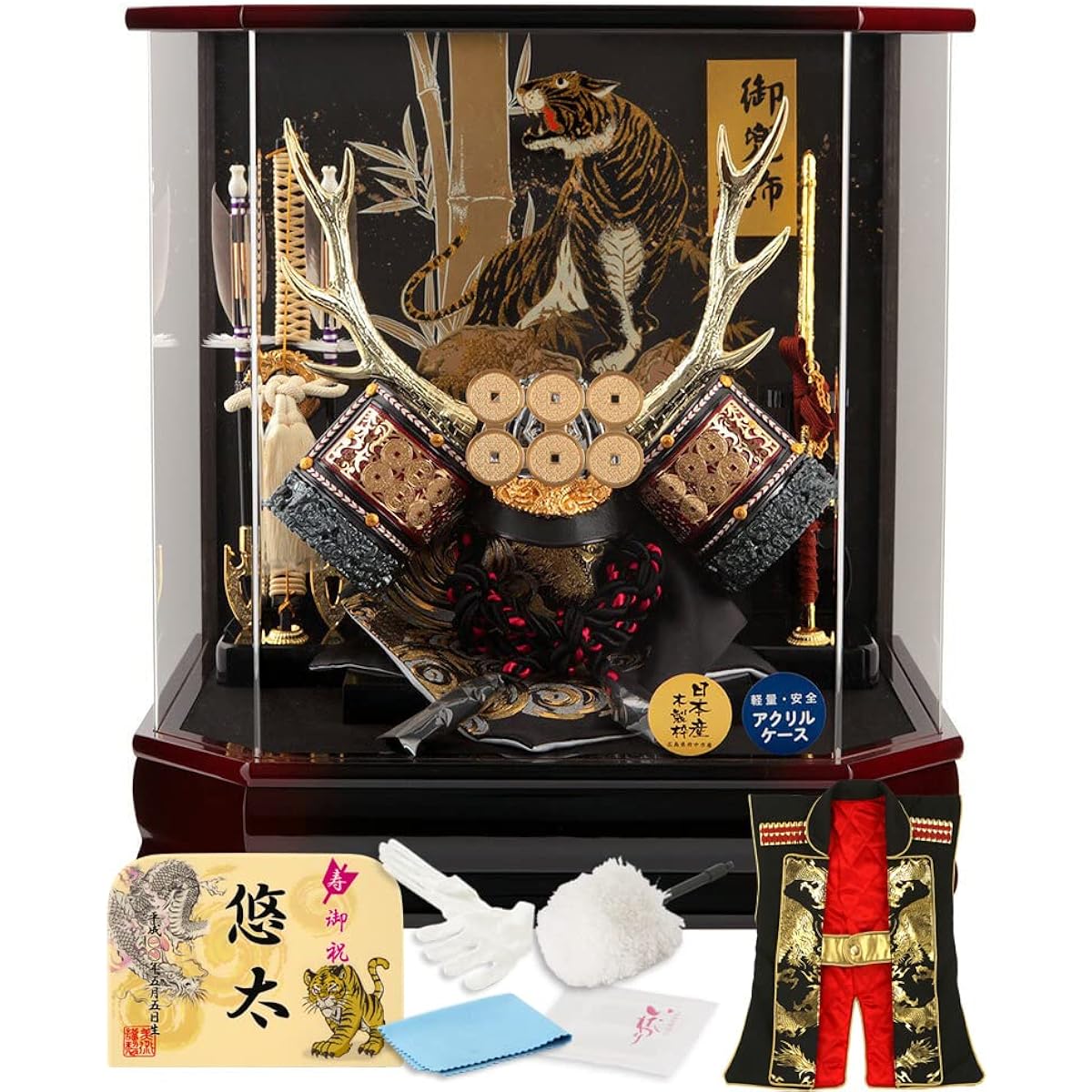 May Doll Yukimura Sanada Compact Helmet Case Decoration Helmet Decoration Fujio Made Hexagonal Sanada Acrylic Case with Music Box h065-fn-165-719