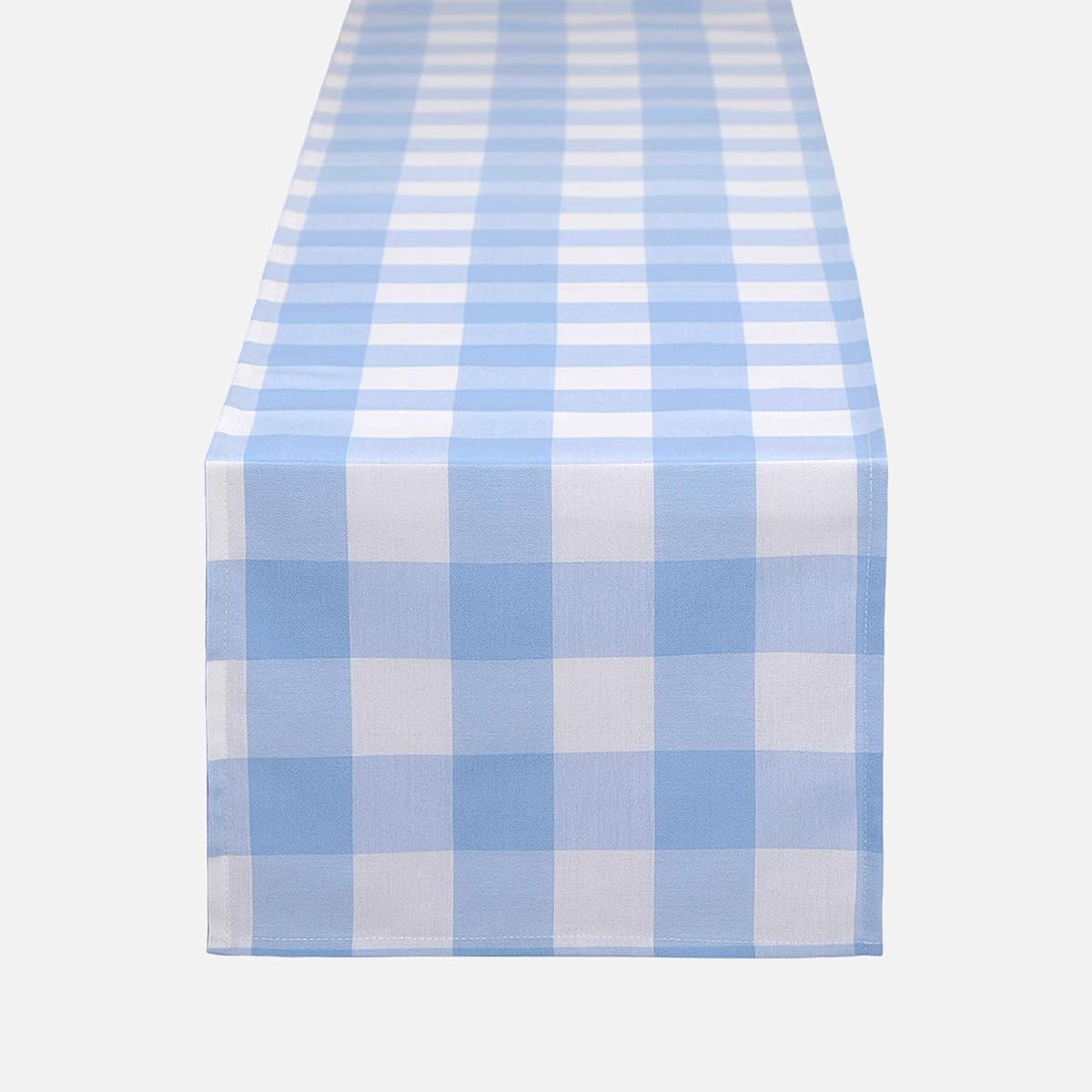 tiosggd Buffalo Check Table Runner 72" Long Farmhouse Style Cotton Fabric Rustic Holiday Party Decor Washable (Blue & White)
