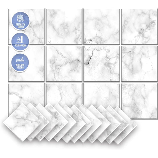 Arrowzoom 12 Felt Wall Art Acoustic Panel Display Stylish Decor Acoustic Tile Noise Rider Reddick Recording Studio Room Durable Home Treatment Strong Adhesive DIY White Marble Design 90x120cm SD1396