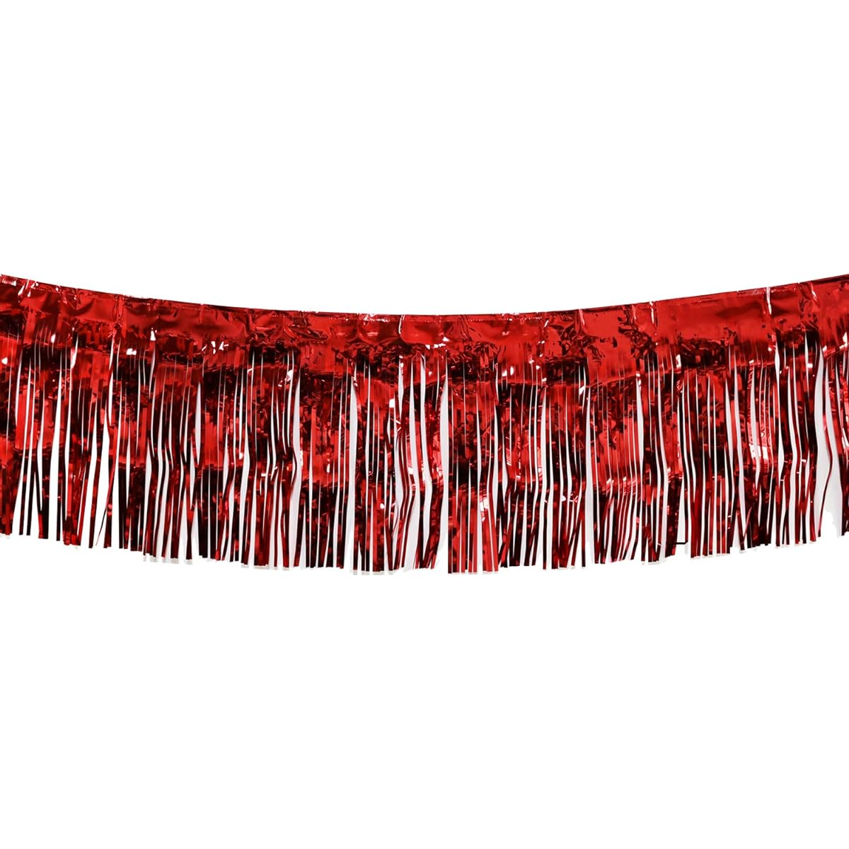 10ft x 15in Red Foil Fringe Garland Shiny Metallic Tinsel Banner Parade Float Bridal Shower Bachelorette Wedding Birthday Christmas Wall Hanging Fringe Drape