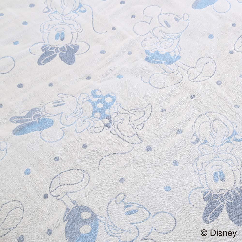 Disney 6-layer Gauze Blanket Showa Nishikawa Disney 100% Cotton Mickey & Minnie (Blue, Single 140 x 190cm) 2230352350302…