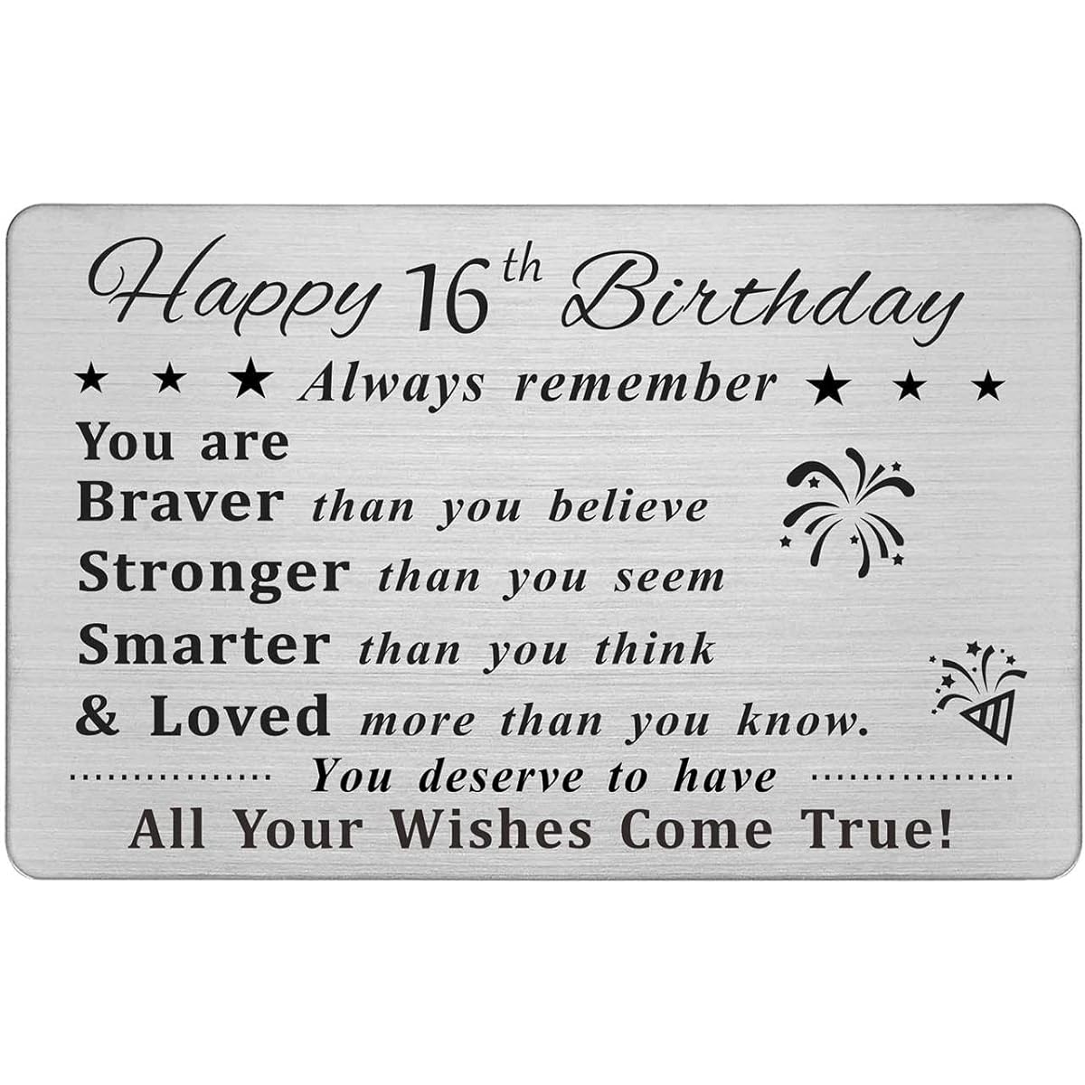 DEGASKEN Happy 16th Birthday Card 16th Birthday Gift for Boys Girls Teens Permanently Engraved Steel Wallet Card