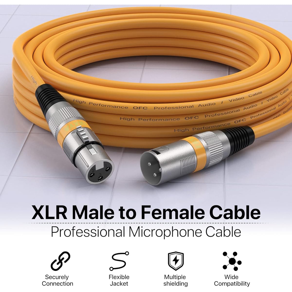 EBXYA XLR Cable 15ft 4 Pack Premium Balanced DMX Cable with 3 Pin XLR Male to Female Microphone Cable