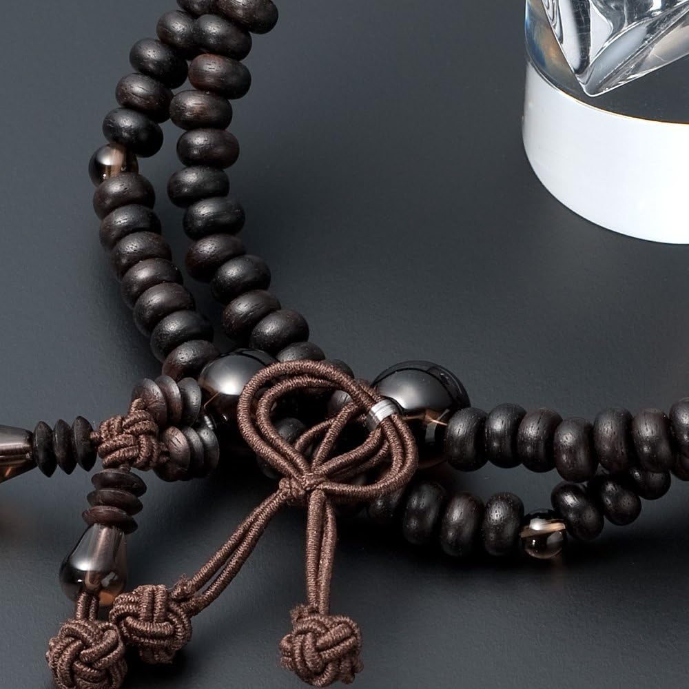 Buddhist Altar Shop Takita Shoten Specially Selected Bracelet Prayer Beads 108 Beads for Jodo Shinshu Sect, Striped Ebony (Matte), Brown Crystal Tailor ◆ Genuine (Official) Mala Bead Bracelet, Brace Prayer Beads, Bracelet Prayer Beads, Power Stones, Two