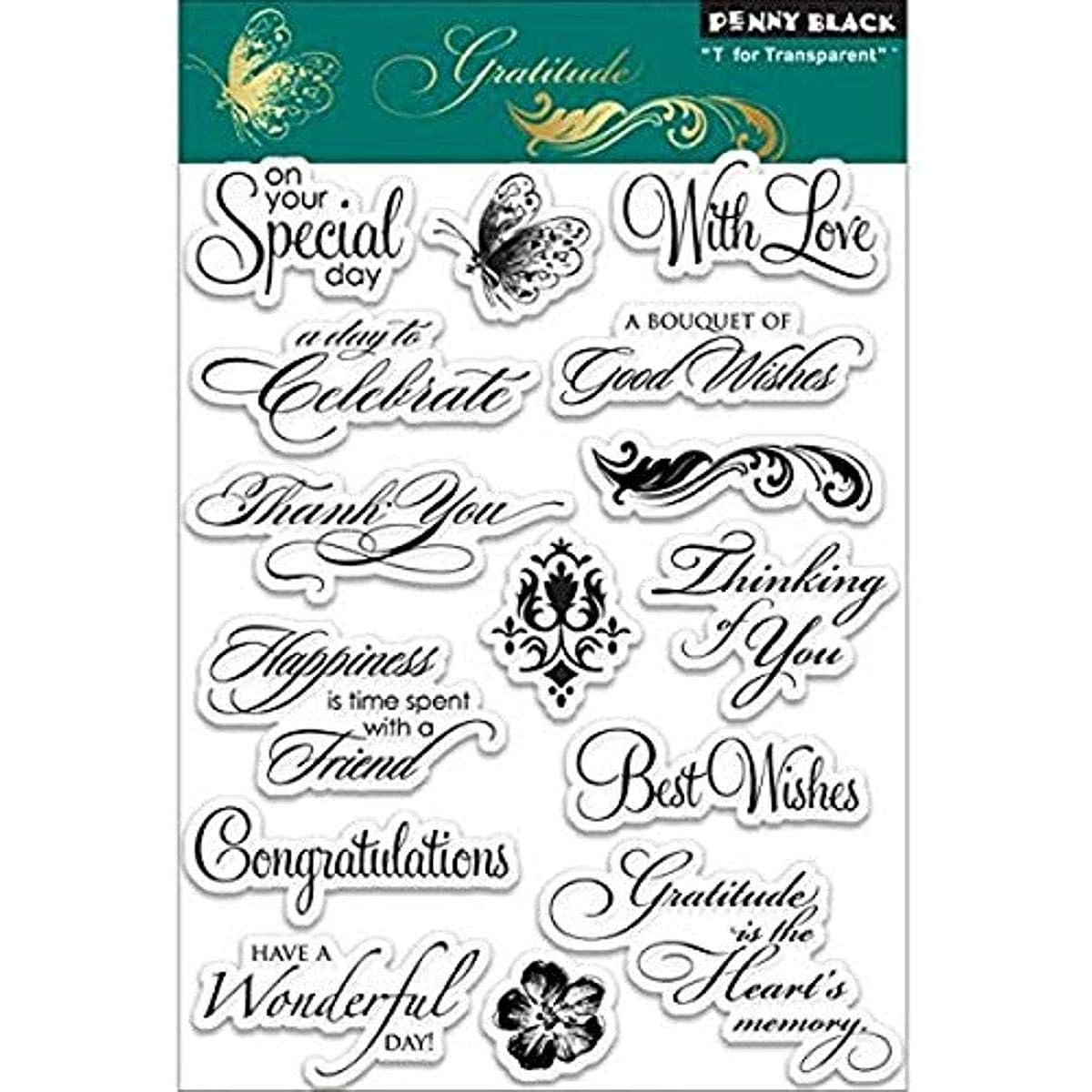 Penny Black Clear Stamps 5"X7.5" Sheet of Thank You