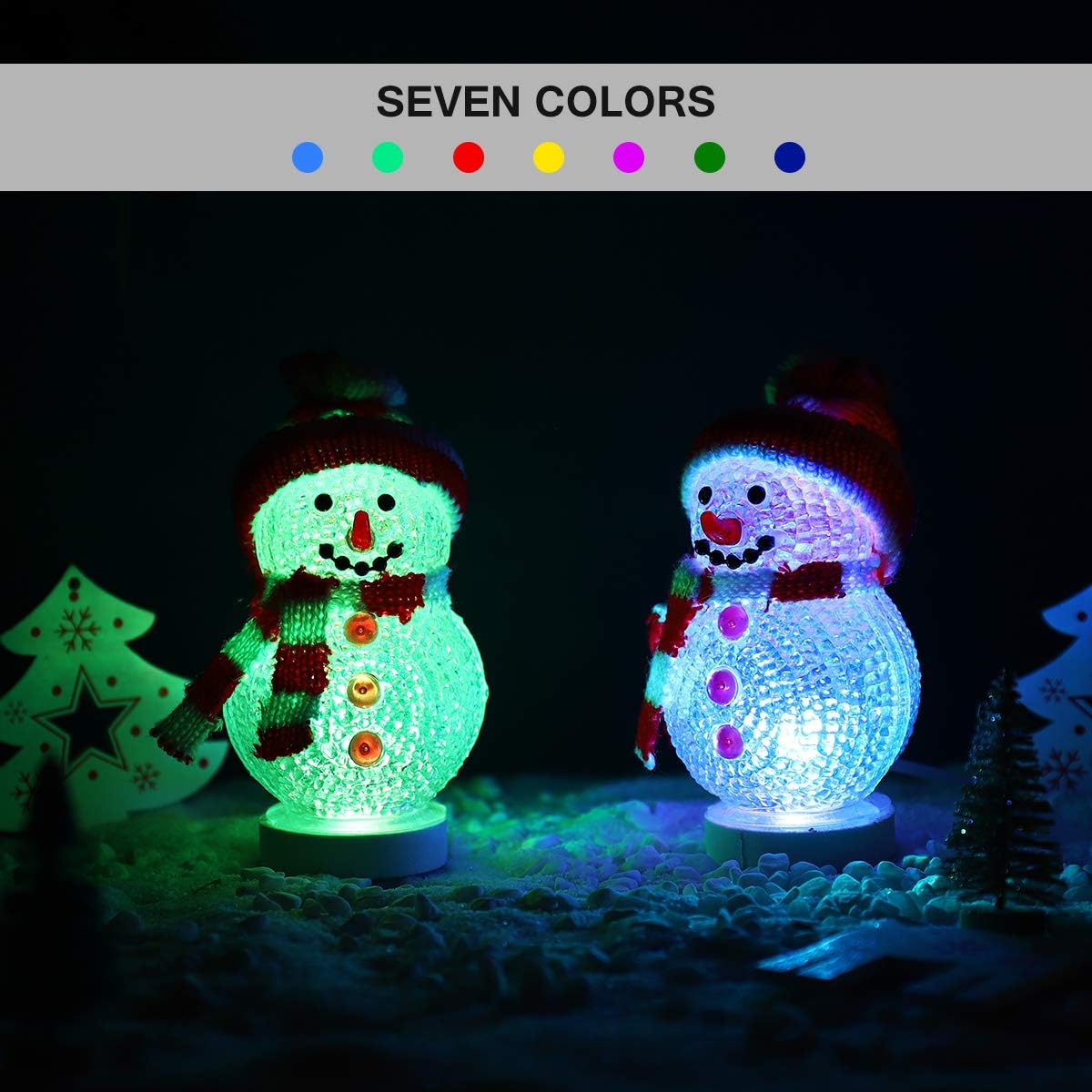 Mobestech Christmas Lights USB Snowman Lights USB Charging Night Lights Christmas Decorations for Living Room Kids Room Set of 2