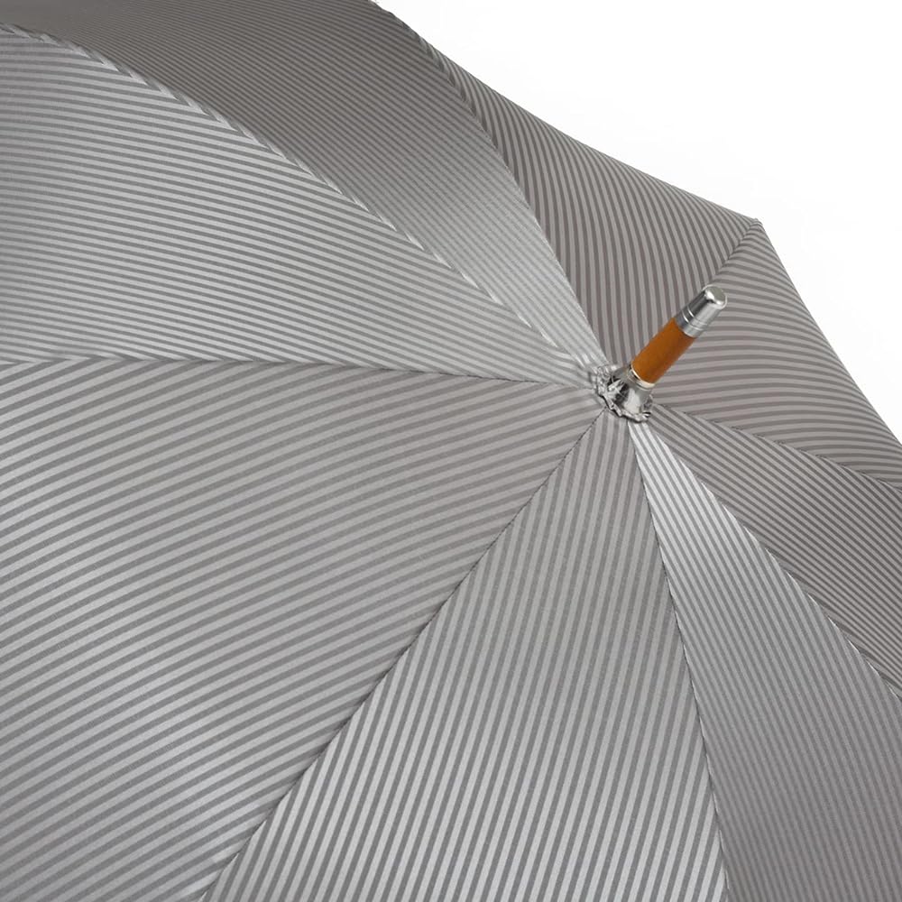 HATCHIBRAFOR Men's Umbrella, Long Umbrella, 65cm x 8 Ribs, Striped Jacquard, Camellia Handle, UV, Wooden, Made in Japan