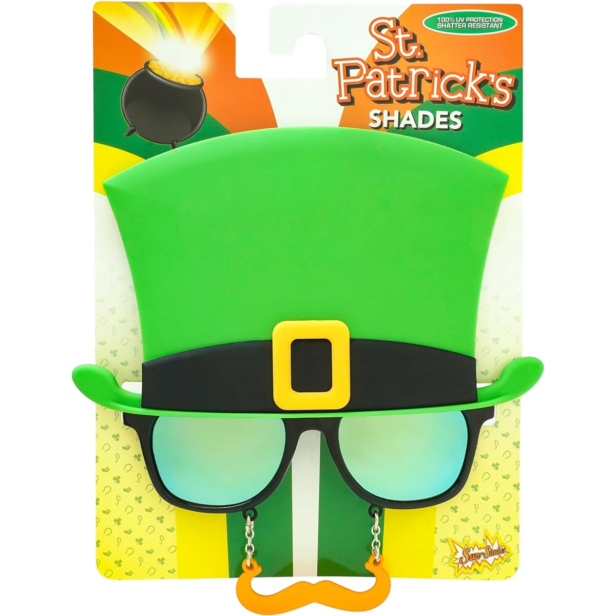Party Costumes - Sun-Staches - Orange Lens St. Patty's Day Green Top Hat Costume sg2685