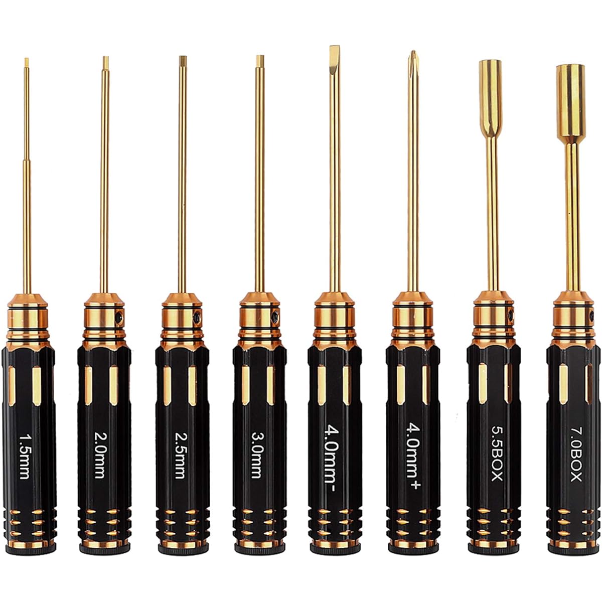 INJORA RC 8PCS Screwdriver Set 1.5/2.0/2.5/3.0/4.0/5.5/7.0mm Hex Driver Wrench Tool Kit for RC Model Car Crawler SCX10 TRX-4