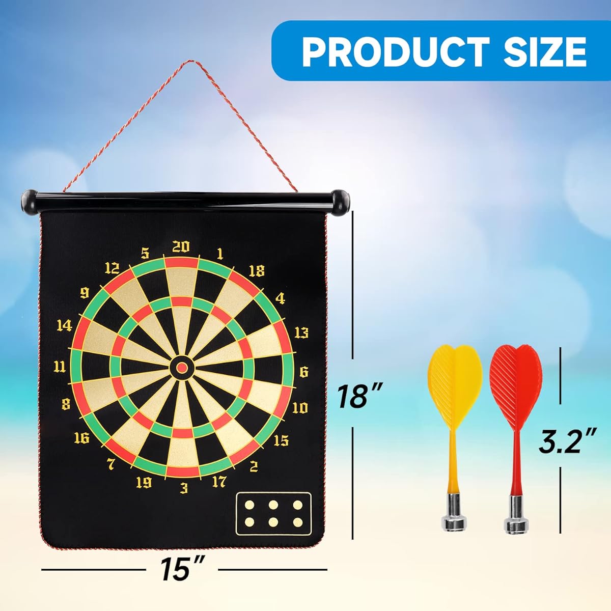 Double Sided Indoor/Outdoor Magnetic Dartboard for Kids & Adults Magnetic Baseball/Dartboard Game Set with 6 Safe Darts Toy Birthday Gift Ideas Teen Boys/Boys Toys