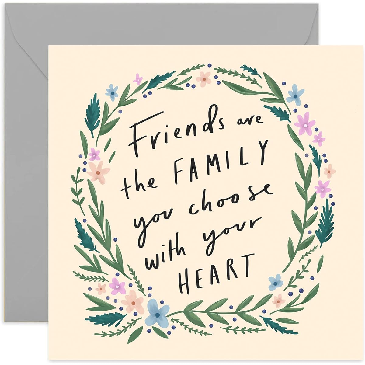 Old English Company Greeting Cards - Floral Friendship Birthday Card, Blank Inside | Friends Are The Family You Choose
