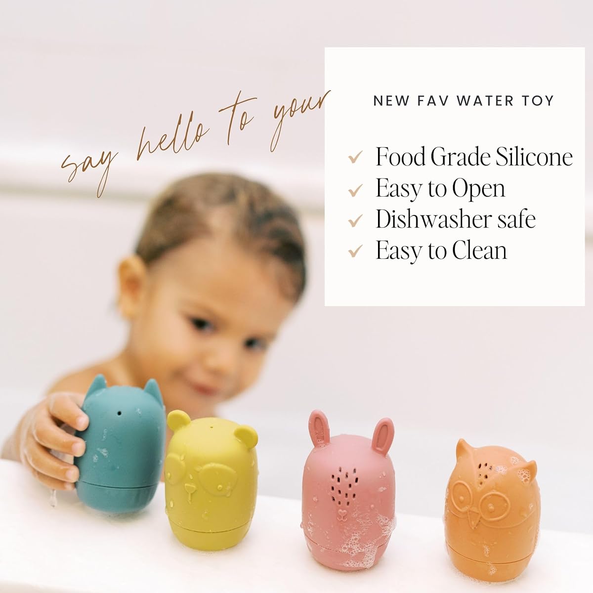 Grey+Sun | Anti-Mold Silicone Bath Toys, Water Play Toys for Toddlers, Bathtub Toys 1-3, Bath Toys for Toddlers, Bath Toys for Babies, Non-Toxic Silicone Toys, Floating Water Toys