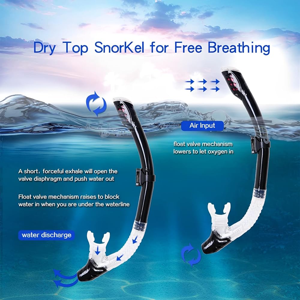 REYGEAK Snorkel Set Snorkeling 2 Piece Set Snorkel Camera Mount Compatible with GoPro 180° Viewing Frameless Swimming Face Mask Scuba Mouthpiece Diving Snorkel Mask for GoPro Hero Goggles Diving Glasses Underwater Glasses Anti-Fog Water Leak Prevention S