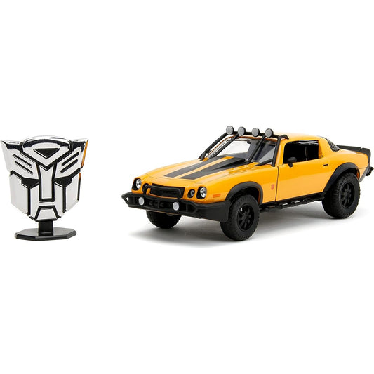 Jada Toys Transformers Rise of the Beast 1:24 1977 Chevrolet Camaro Bumblebee & Badge Diecast Car Toy for Children and Adults