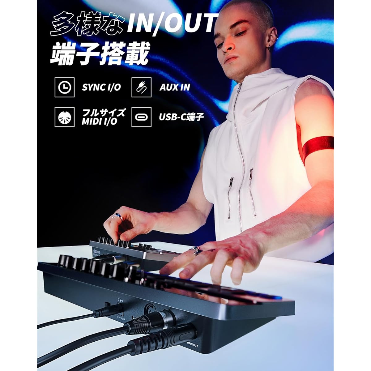 Donner Synthesizer Essential B1 Analog Bass Sequencer 128 Patterns LED Screen MIDI IN/OUT Terminal Backlight USB Music Production Japanese Instruction Manual Included