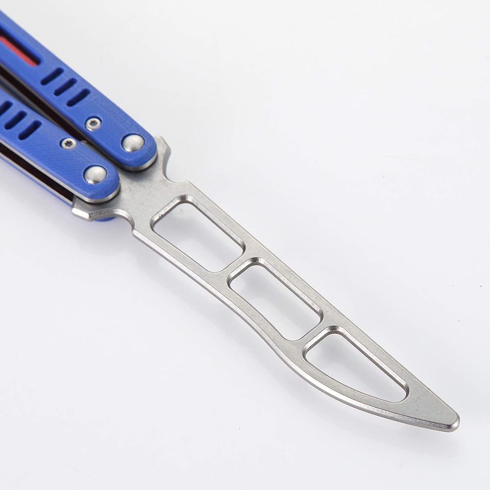 No/Brand Practice Butterfly Knife, No Blade, For Training, No Blade, Foldable Stainless Steel Blade, Blue