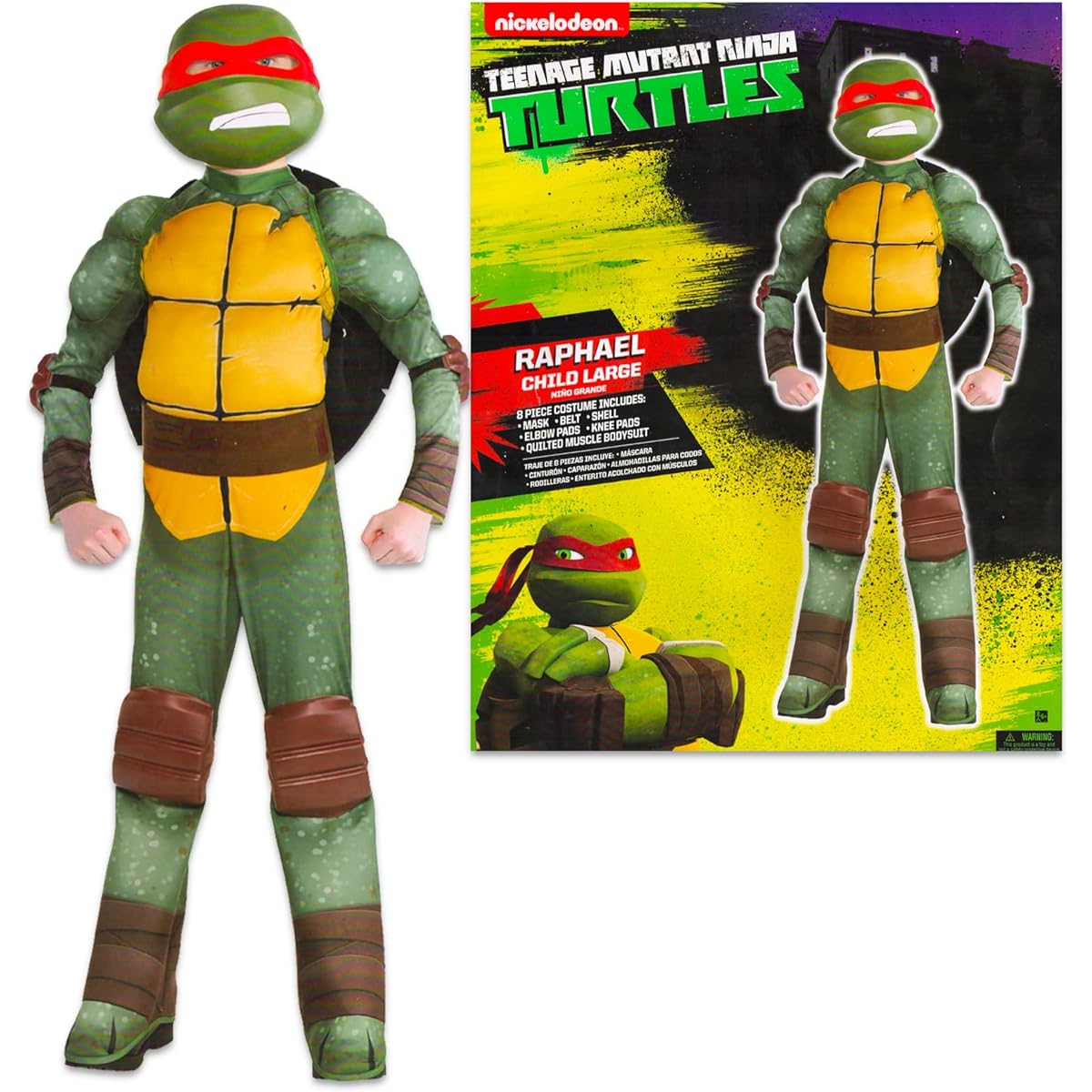 Teenage Mutant Ninja Turtles Costumes for Boys - TMNT Halloween Costume for Kids with Muscle Bodysuit, Mask, Shell, More (Raphael, 12-14)