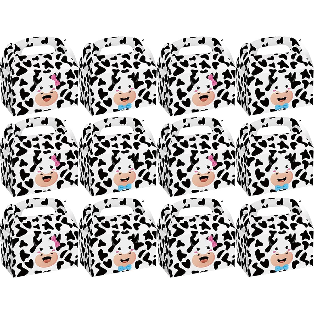 Farm Cow Theme Birthday Party Candy Cake Box Set for Boys and Girls Baby Shower Birthday Party Decorations 12 Pieces