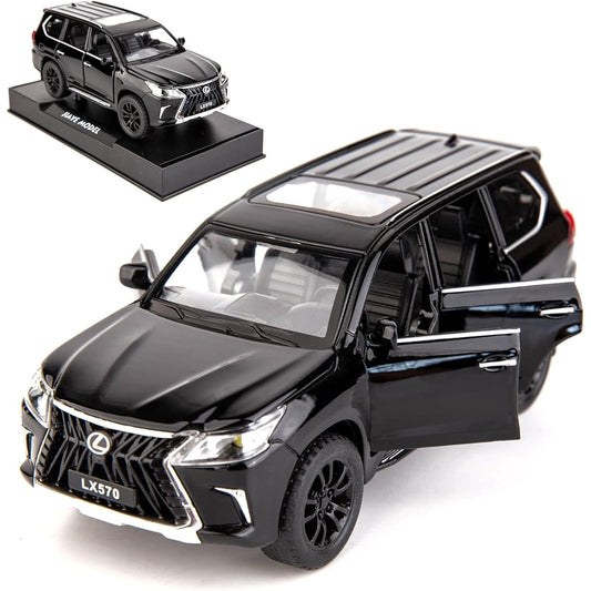 BDTCTK 1/32 Lexus LX570 Off-Road Ready Luxury SUV Model Car Zinc Alloy Pull Back Toy Car with Sound and Lights for Children Boys Girls Gift (Black)