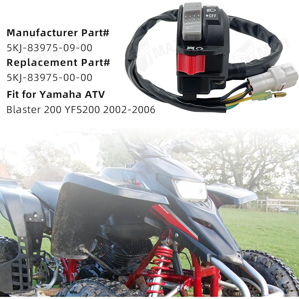 M MATI Left Handlebar Switch Control Engine Runoff Headlight 5KJ-83975-09-00 for Yamaha ATV Blaster 200 YFS200 2002-2006