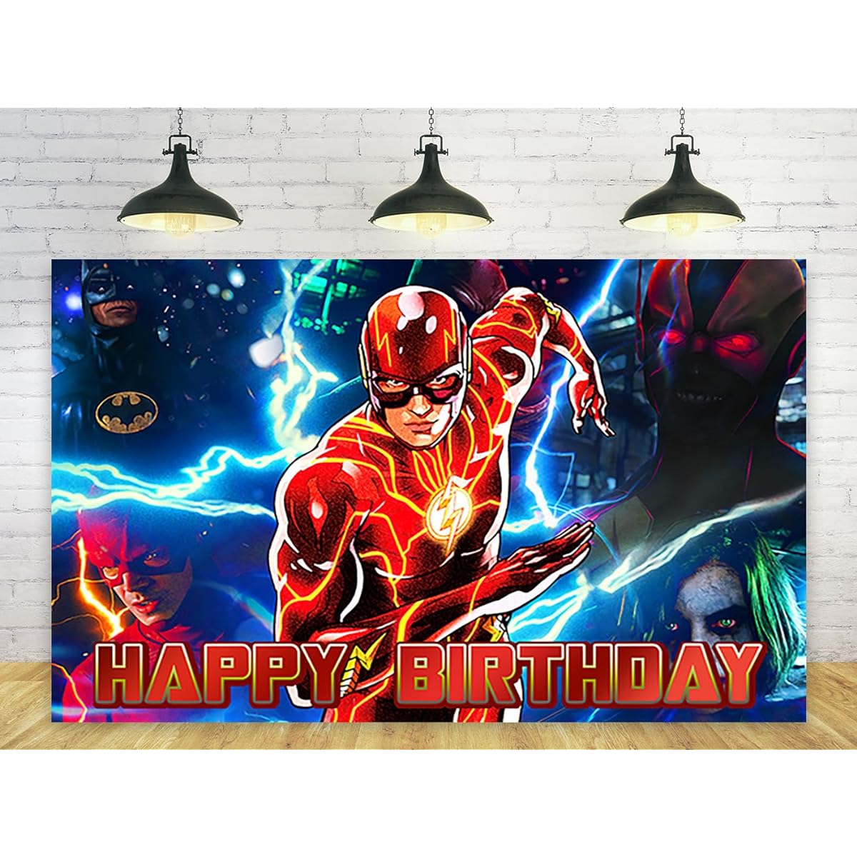 Flash Backdrop Red Birthday Party Decorations Superhero Backdrop Baby Shower Party Cake Table Decoration Supplies Superhero Flash Theme Banner 5x3ft