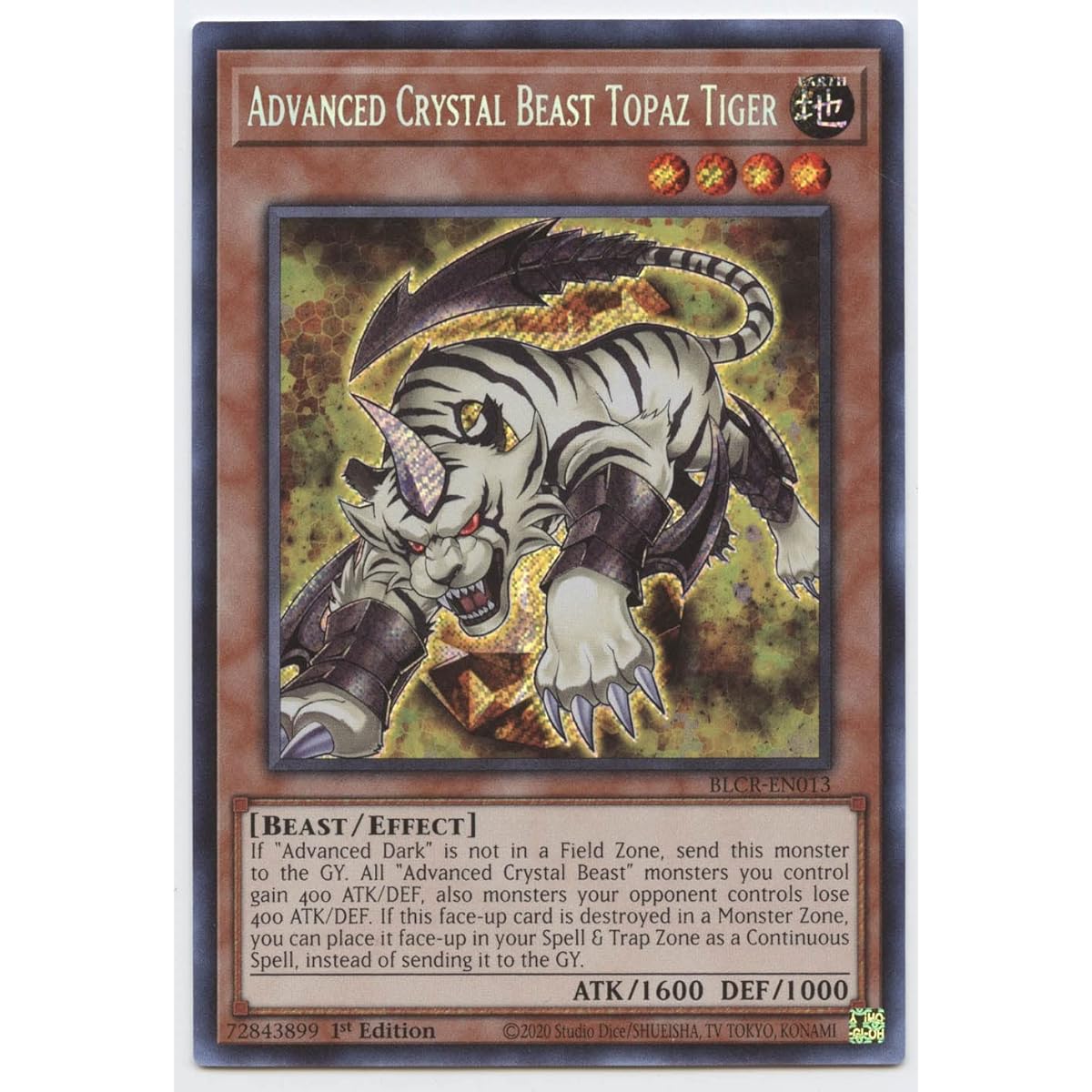 Advanced Crystal Beast Topaz Tiger BLCR-EN013 Secret Rare First Edition