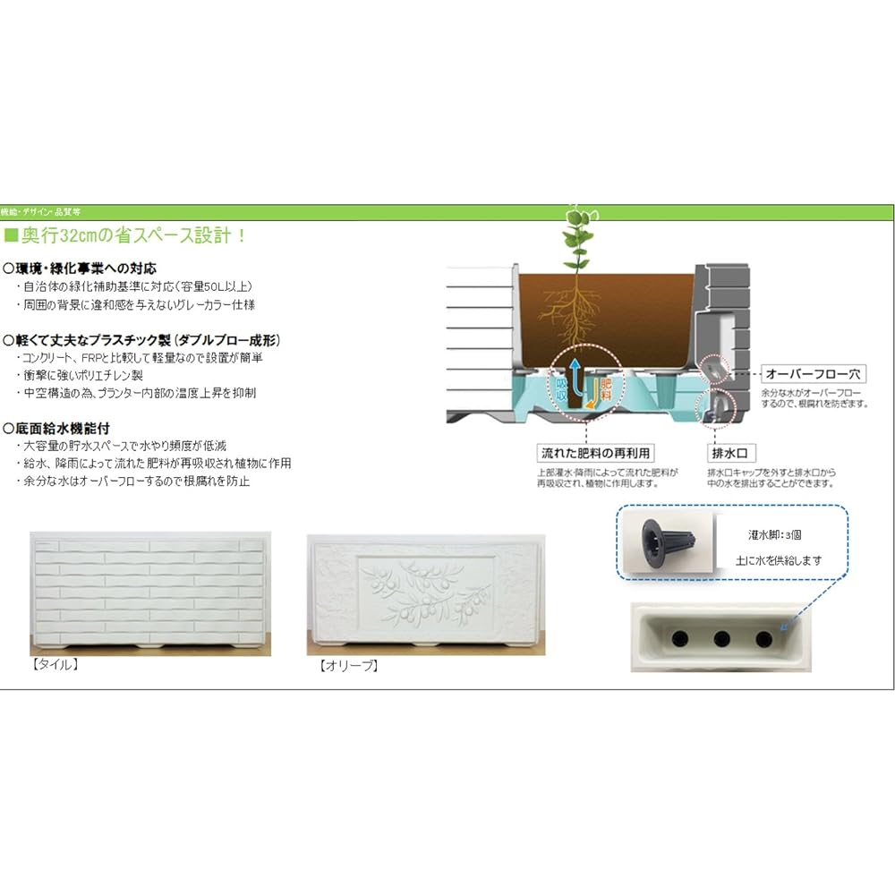 Richel Town Planter WS Slim 90 Type Tile Sand Gray